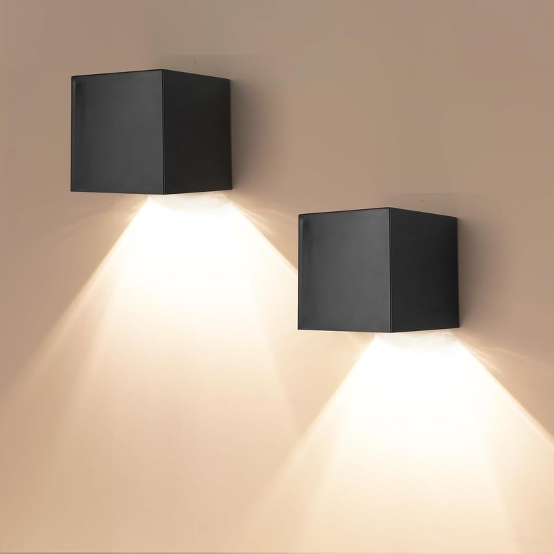 Zestaw 2 lamp ogrodowych z 2 trybami oświetlenia, wodoodpornych, IP65, do kinkietów i ogrodzeń (zasilanych przez podłączenie do prądu)