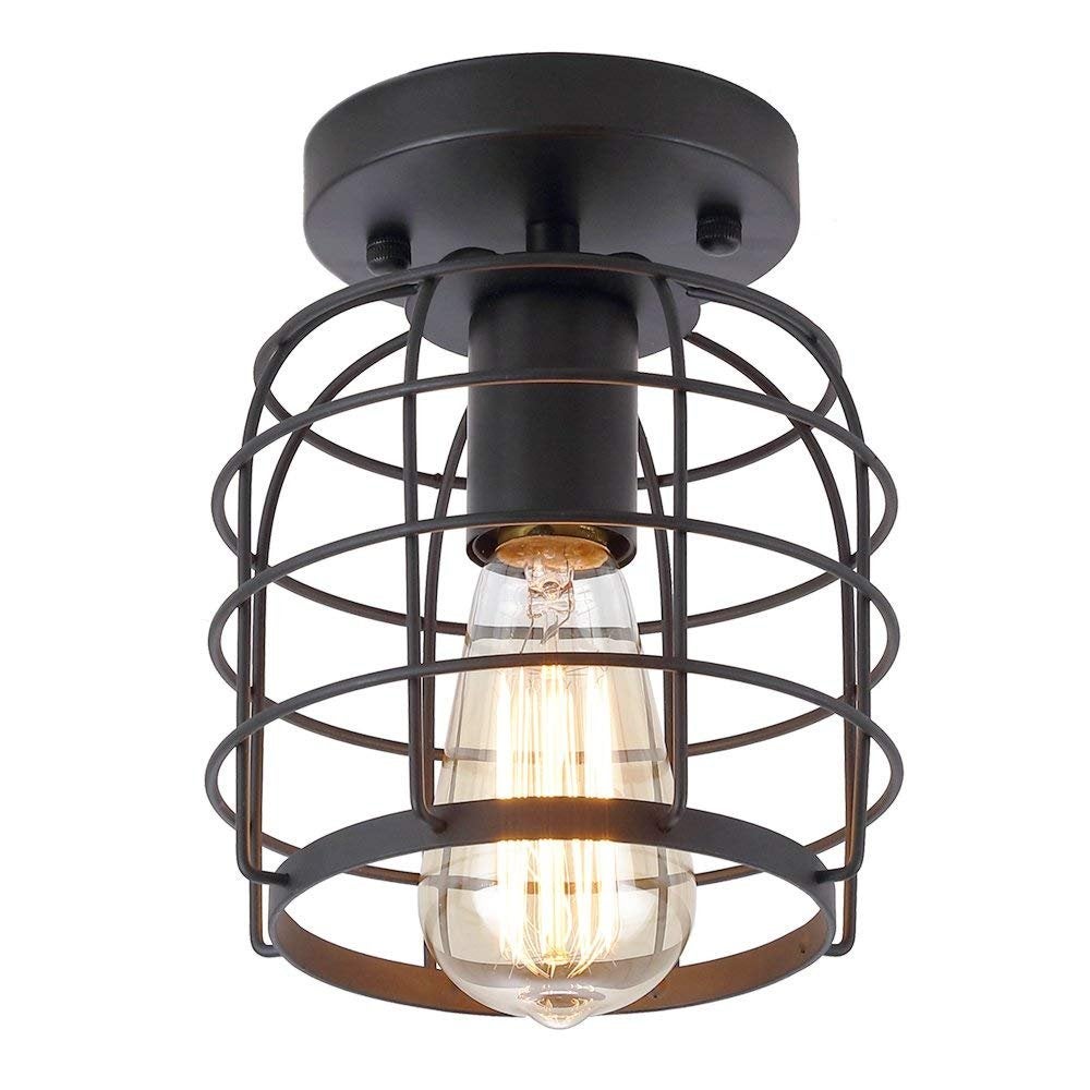 Nowoczesna i prosta lampa sufitowa do sypialni z metalowej siatki, lampa do przedpokoju w stylu retro, ciepłe światło, 220 V, gwint E27