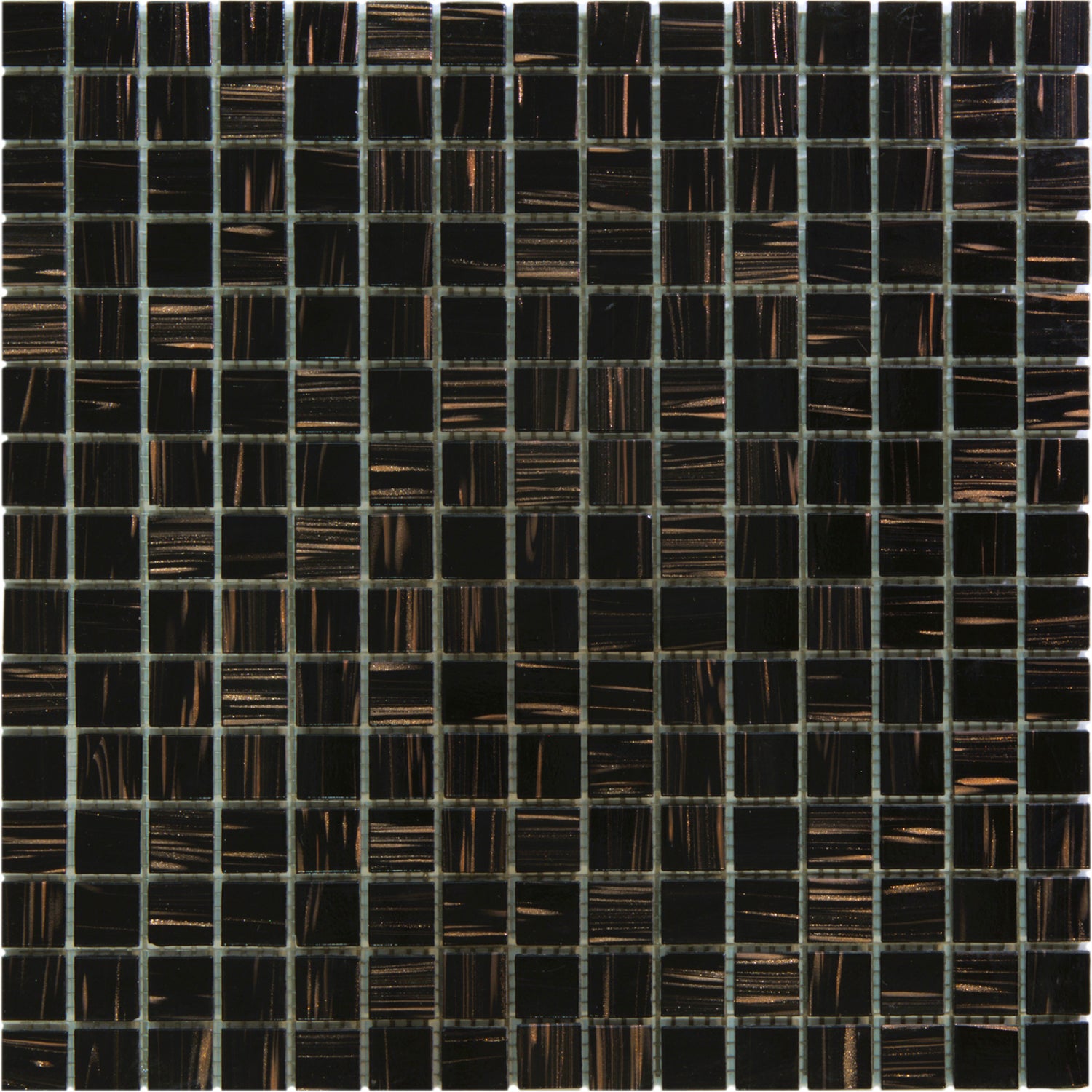 Mozaika szklana na siatce 32,5x32,5 cm ciemnobrązowa ze złotymi akcentami – 4 mm – 1 m² do łazienki i basenu<br>