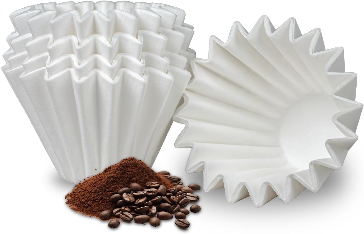 Opakowanie 100 małych jednorazowych filtrów do kawy na 1–2 filiżanki – kompatybilne z ekspresem przelewowym Kalita Wave Dripper serii 155