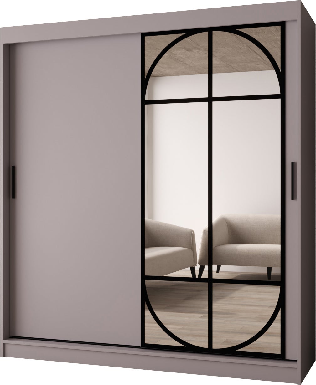 Szafa przesuwna z lustrem LUGO 180 x 62 x 200 kaszmir + u. czarny