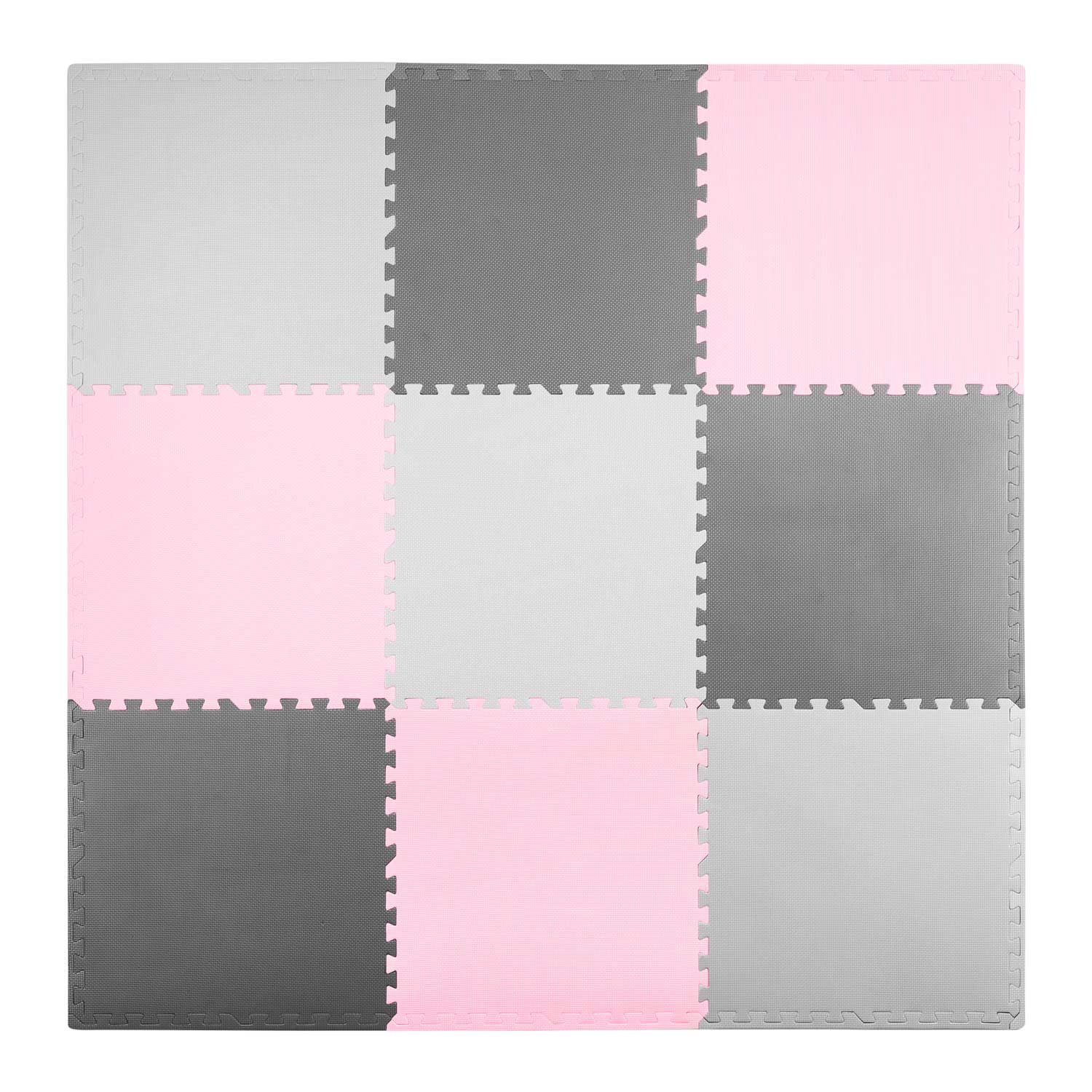 Mata piankowa EVA duże puzzle Ricokids miękka 180x180cm 9szt szaro-różowa