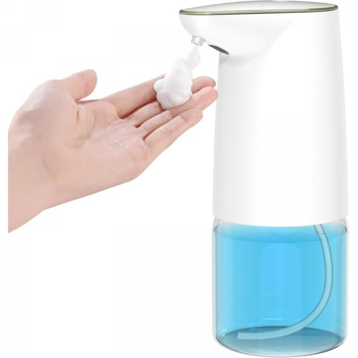Bezdotykowy automatyczny dozownik mydła w piance, ładowany przez USB, regulowany przepływ, biały, do kuchni i łazienki
