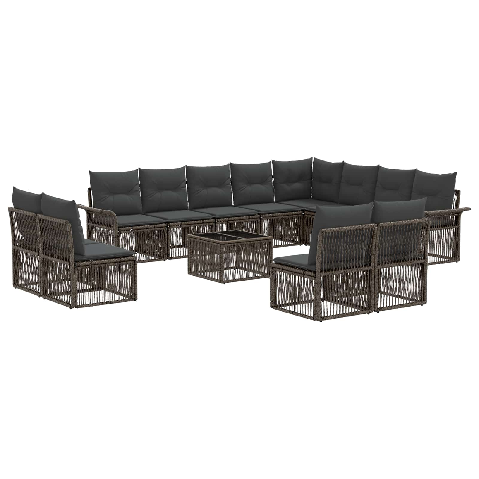 Zestaw Sof na Ogród 13 pcs Szary polirattan vidaXL