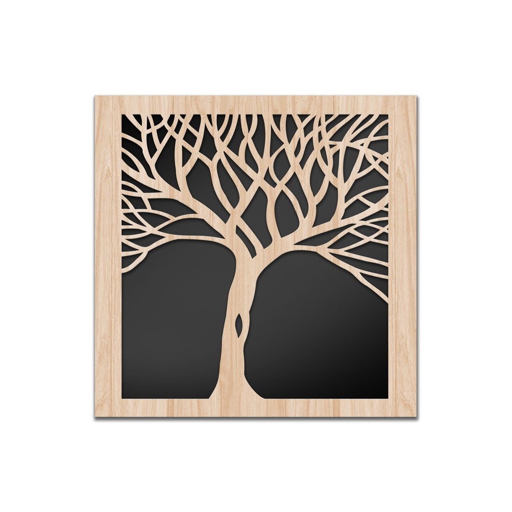 TREE - Obrazek z drewna kompozytowego i PVC wycinany laserowo, 40x40 cm