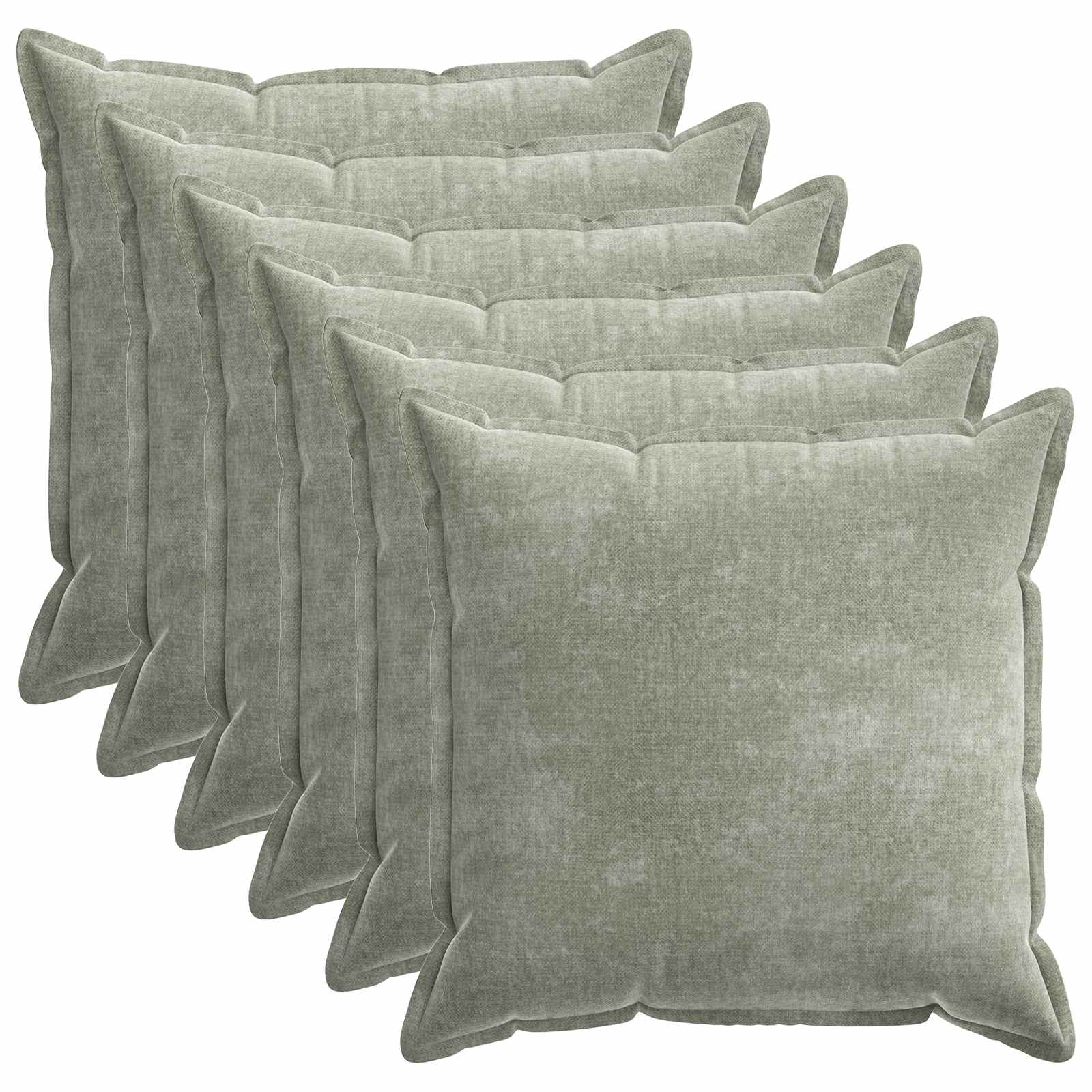 6x Poszewka Dekoracyjna na Poduszkę 70x70 cm Szenilowa Zielona