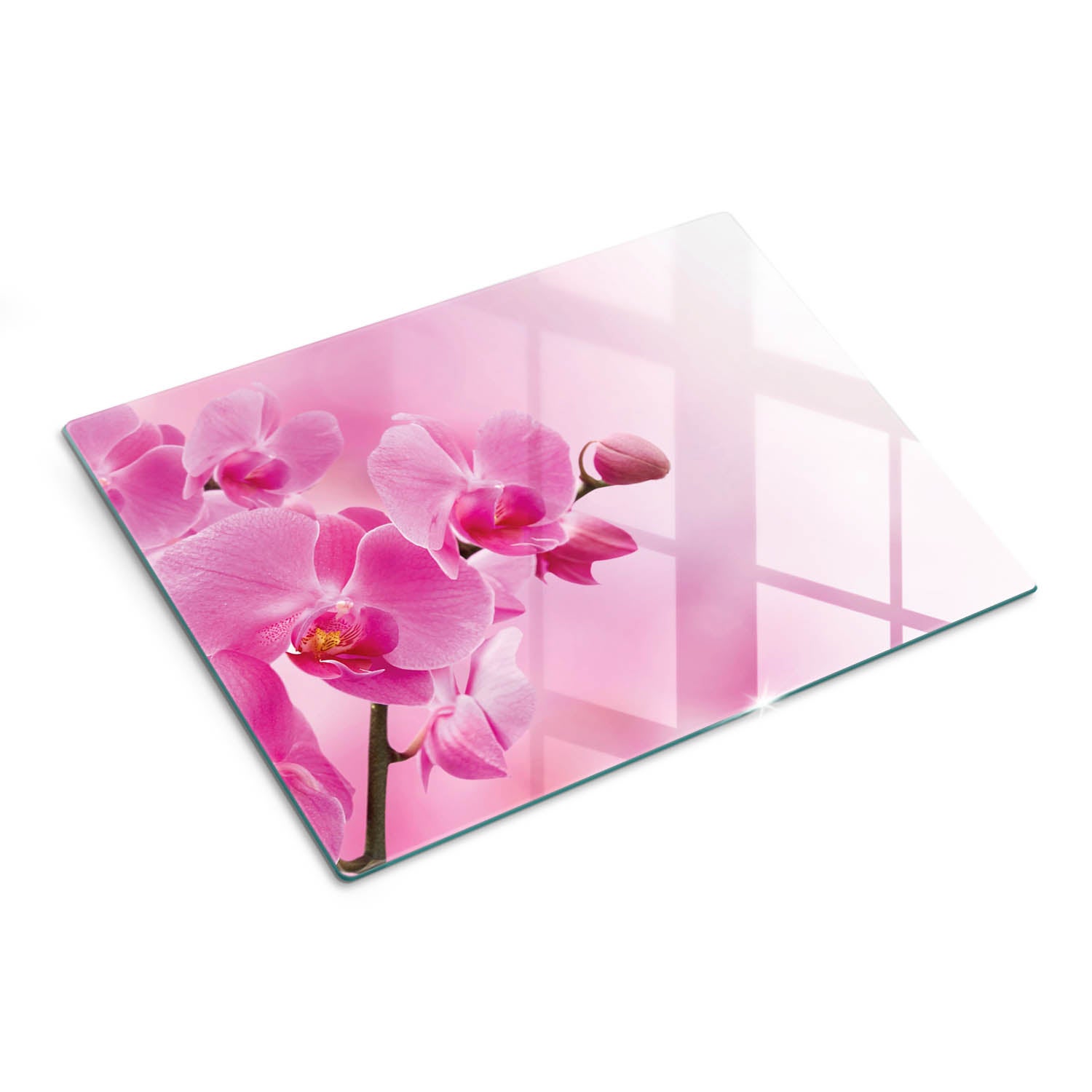 Elegancka deska kuchenna ze szkła z dekoracyjnym nadrukiem - Różowa Orchidea - 30x40 - Tulup