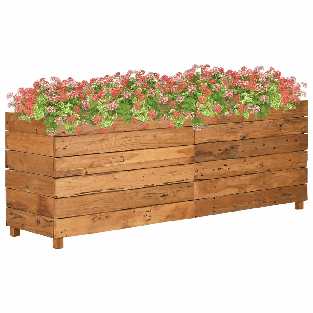 Podwyższona donica 150x40x55 cm drewno tekowe z recyklingu/stal