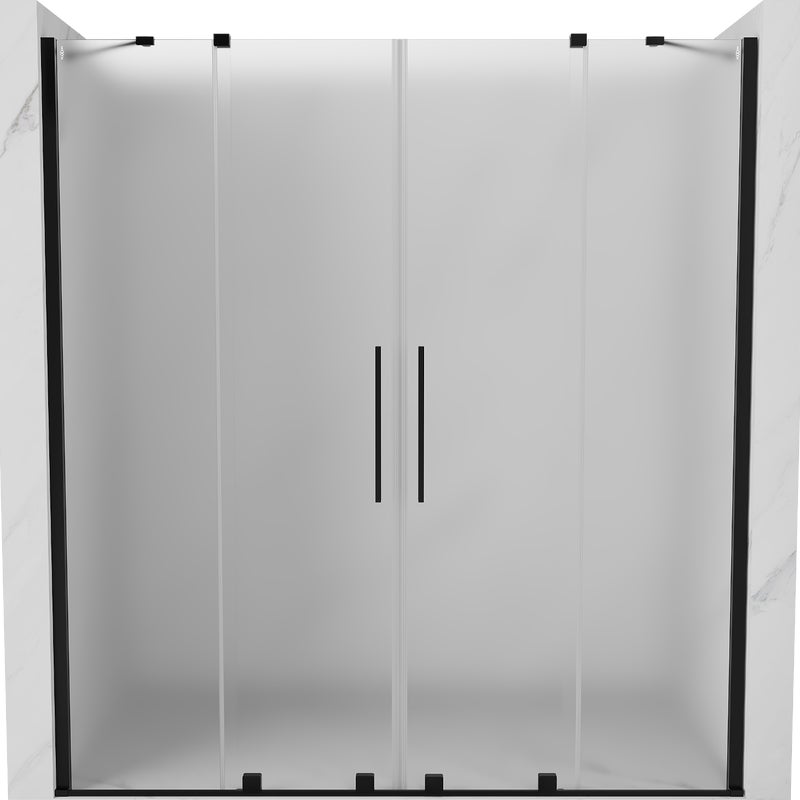 Mexen Velar Duo drzwi prysznicowe rozsuwane 170 cm, szron, czarne - 871-170-000-32-70