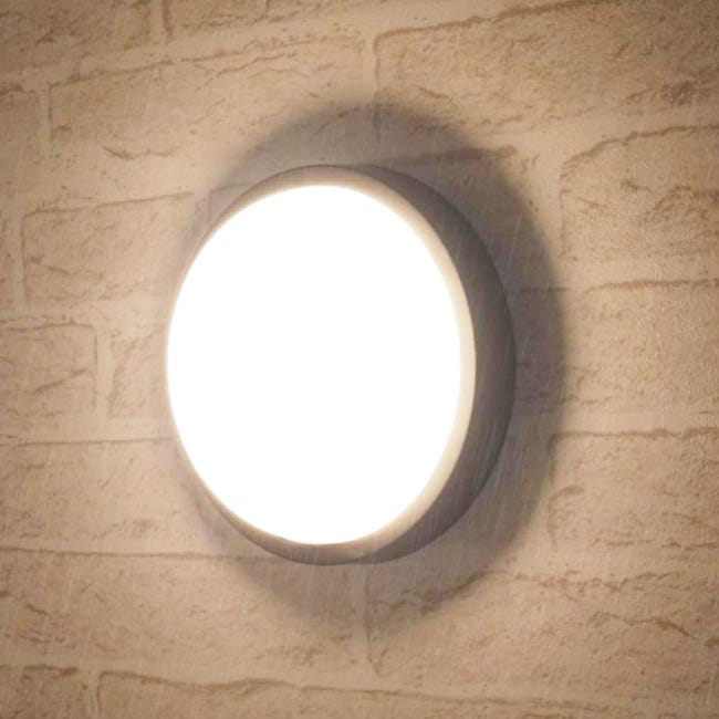 Zewnętrzna lampa ścienna, lampa zewnętrzna LED 15 W, 6000 K, 1200 lm, wodoodporna IP64, okrągła biała lampa sufitowa – 1 sztuka
