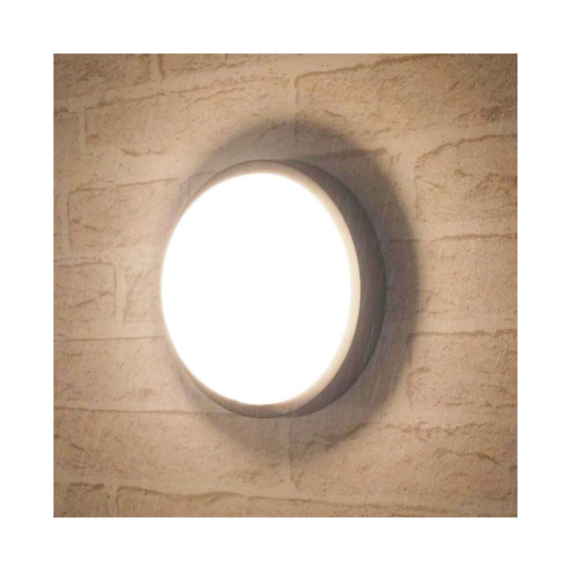 Zewnętrzna lampa ścienna, lampa zewnętrzna LED 15 W, 6000 K, 1200 lm, wodoodporna IP64, okrągła biała lampa sufitowa – 1 sztuka