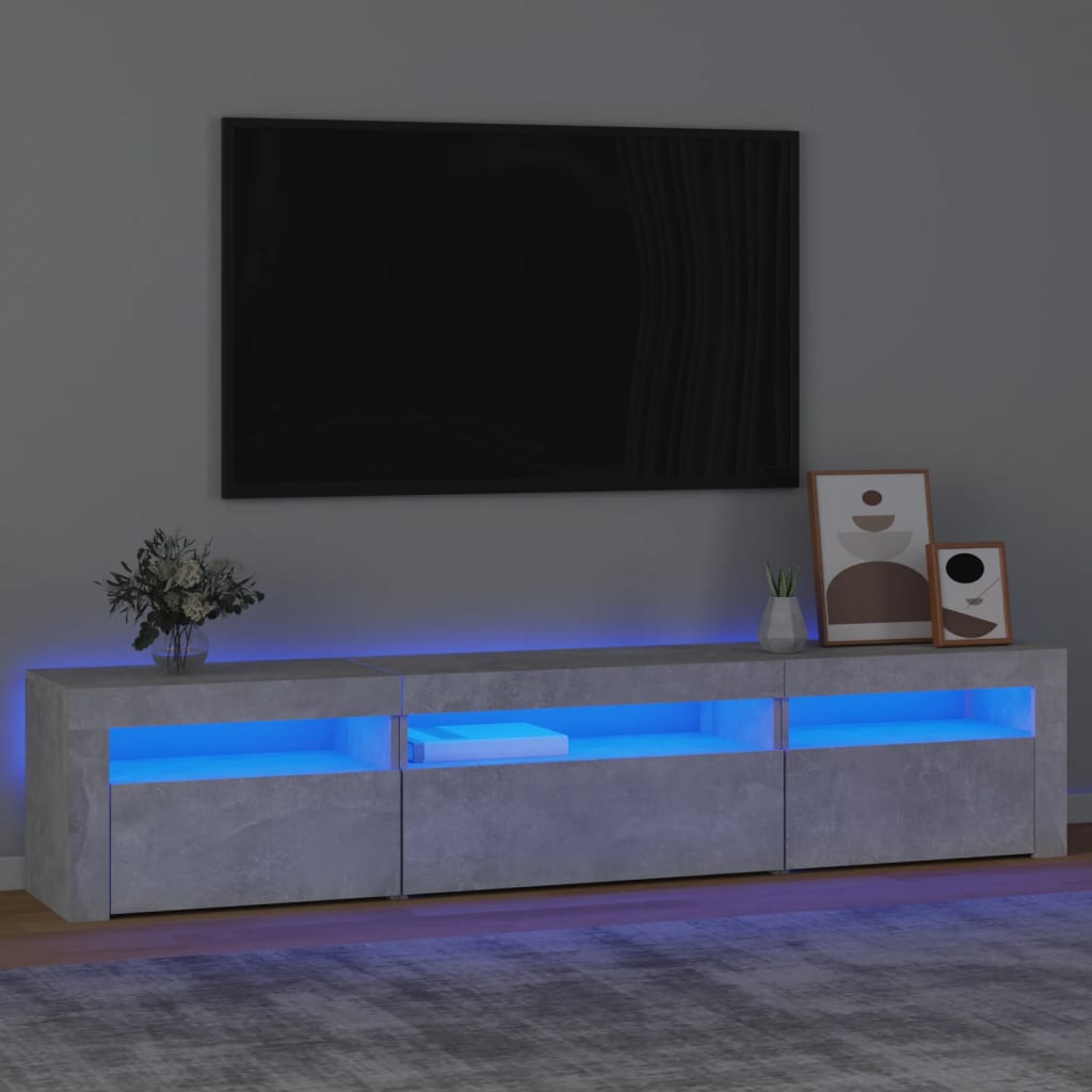Szafka pod TV z oświetleniem LED, szarość betonu, 195x35x40 cm vidaXL