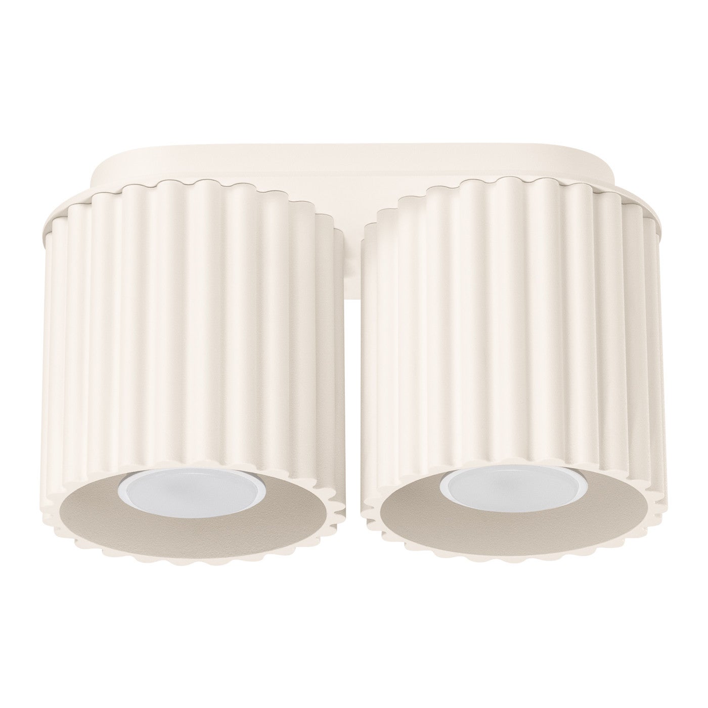 Lampa sufitowa nowoczesna beżowa owalna 21 cm ryflowane spoty 2xGU10 10W AURA Sollux Lighting