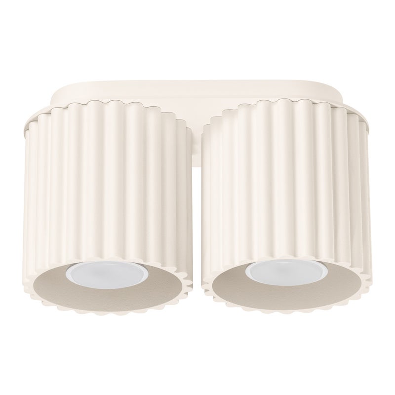 Lampa sufitowa nowoczesna beżowa owalna 21 cm ryflowane spoty 2xGU10 10W AURA Sollux Lighting