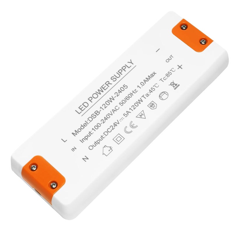 Transformator LED 220 V do 24 V 120 W, zasilacz 24 V 120 W 5 A, sterownik LED 24 V, konwerter 220 V do 24 V, adapter konwertera napięcia AC na DC