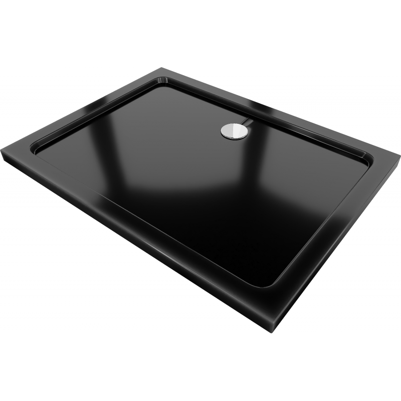 Mexen Flat brodzik prostokątny slim 130 x 100 cm, czarny, syfon chrom - 40701013