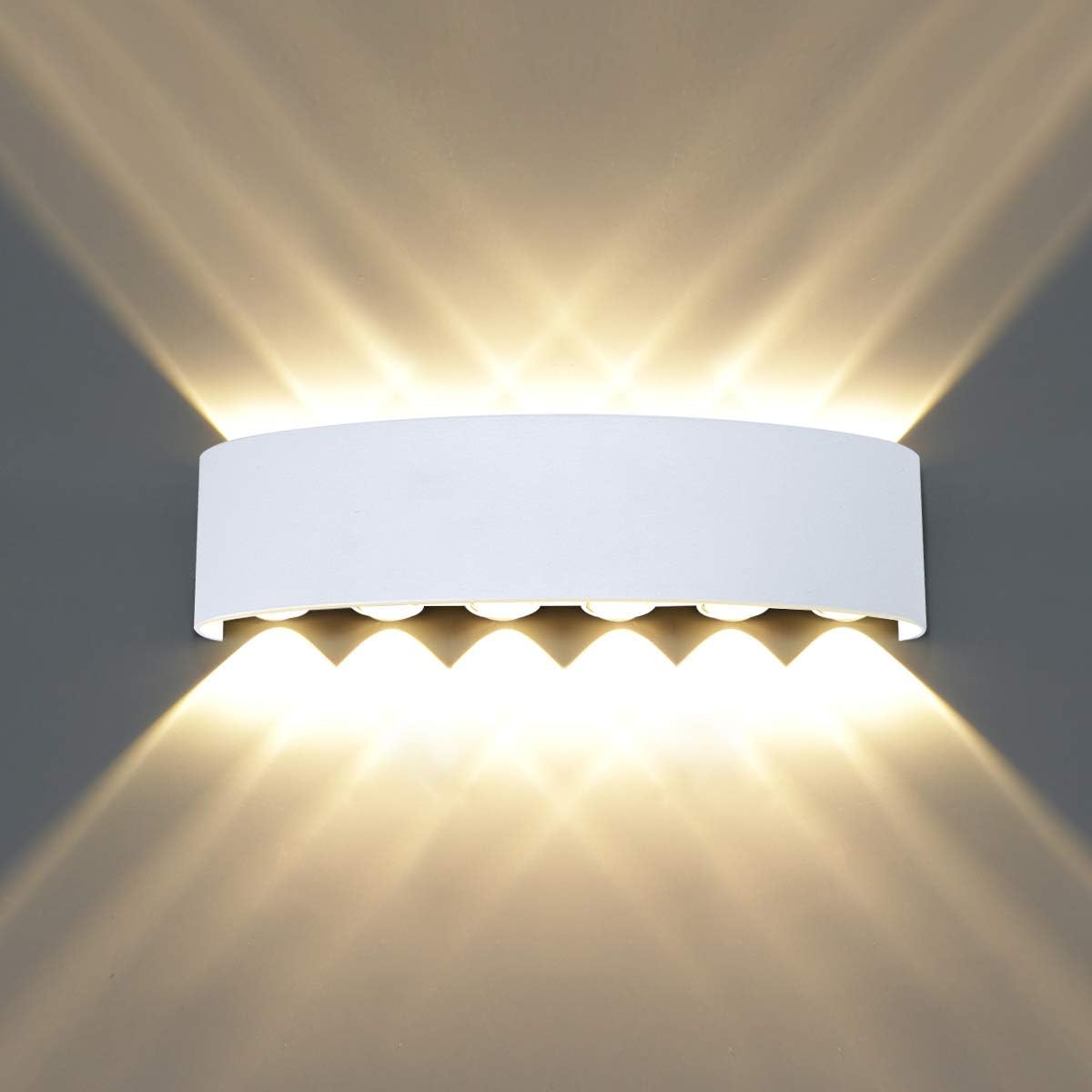 Kinkiet, 12W LED Kinkiet aluminiowy Lampa ścienna wewnętrzna, Biały, ciepły biały