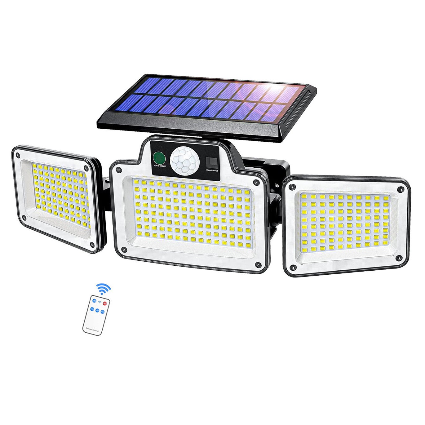 Zestaw 2 zewnętrznych lamp solarnych bezpieczeństwa, 280 LED, 3 tryby oświetlenia, czujnik ruchu, kinkiet ogrodowy, wodoodporne