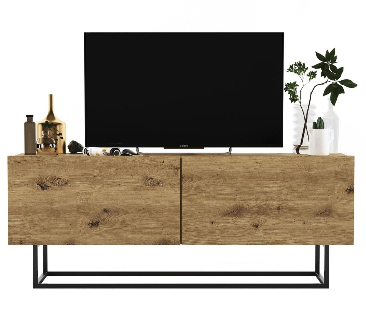 Szafka RTV, stojąca, loft, SANO, 120x35x46 cm, dąb artisan, mat | TYLETEGOTU