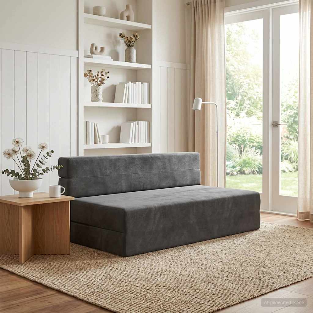 Składana Sofa Łóżko ciemnoszary 152 x 86,5 x 60 cm tkanina vidaXL
