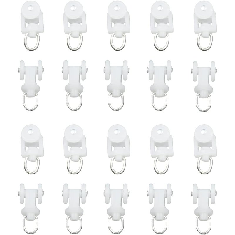 Rolki do zasłon, prowadnice rolek do zasłon falistych, karnisze składane, 20 szt., białe, 29 mm
