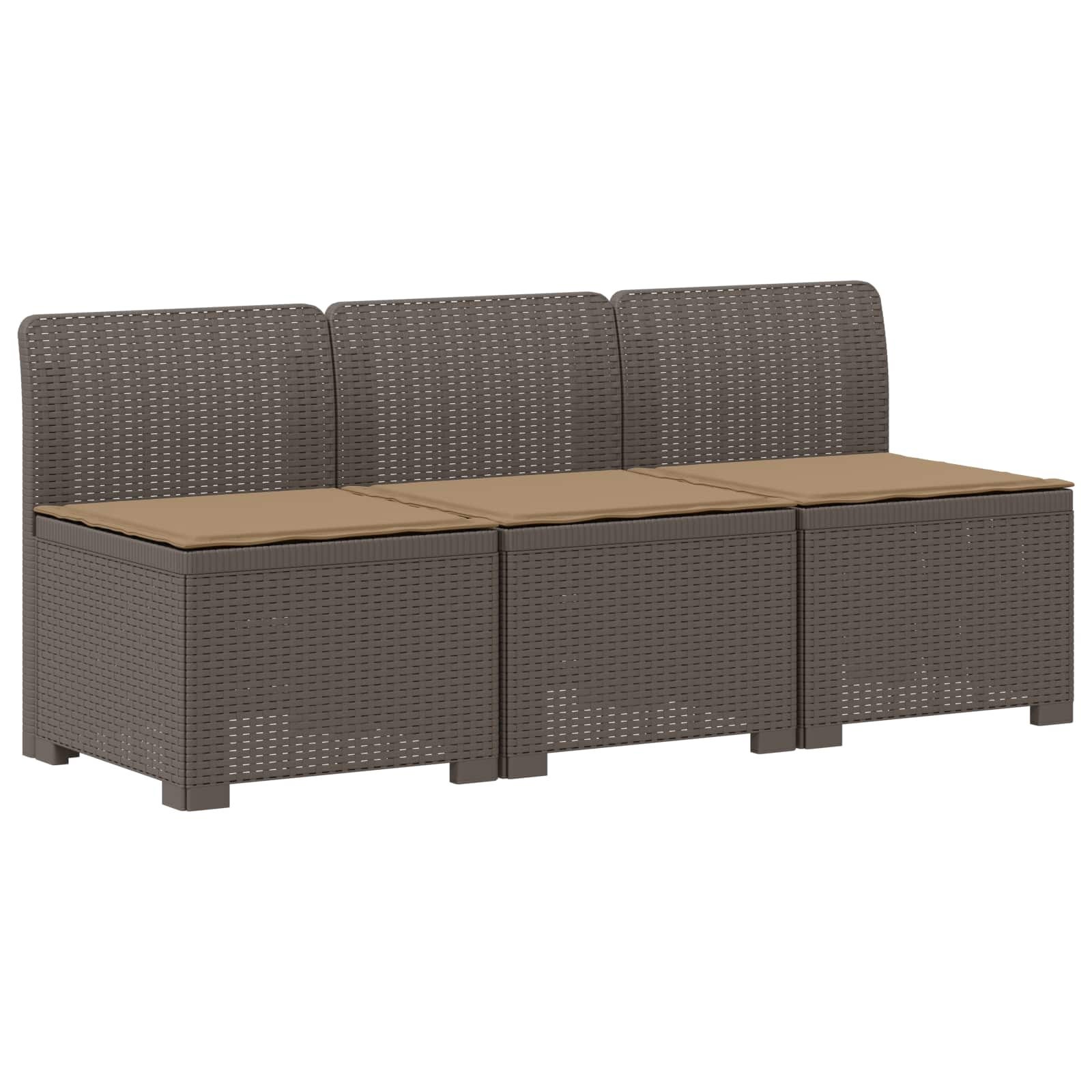 Sofa Ogrodowa Modułowa 3-Osobowa Plastikowa Szara z Poduszkami na Taras
