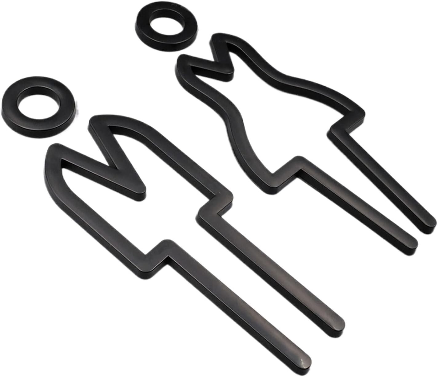 Trwały akrylowy symbol toalety, odpowiedni do toalet damskich i męskich, wskaźnik drzwi toalety, czarny