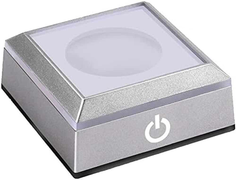Podstawa świetlna LED, gradient kolorów, zmiana koloru, do aranżacji wnętrz, szkło artystyczne kryształowe, tekstylia domowe, 7 zmieniających się świa