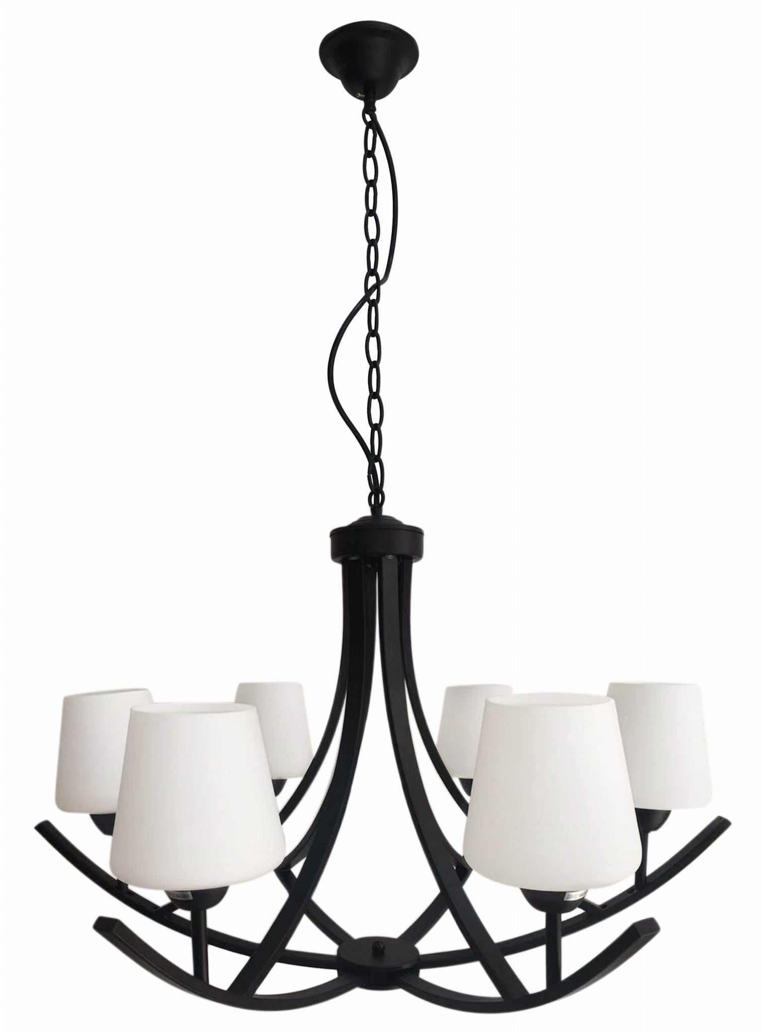 Lampa wisząca Londyn czarno-biała 6xE27x60W wym: 105 x 78 x 78 cm metal Candellux