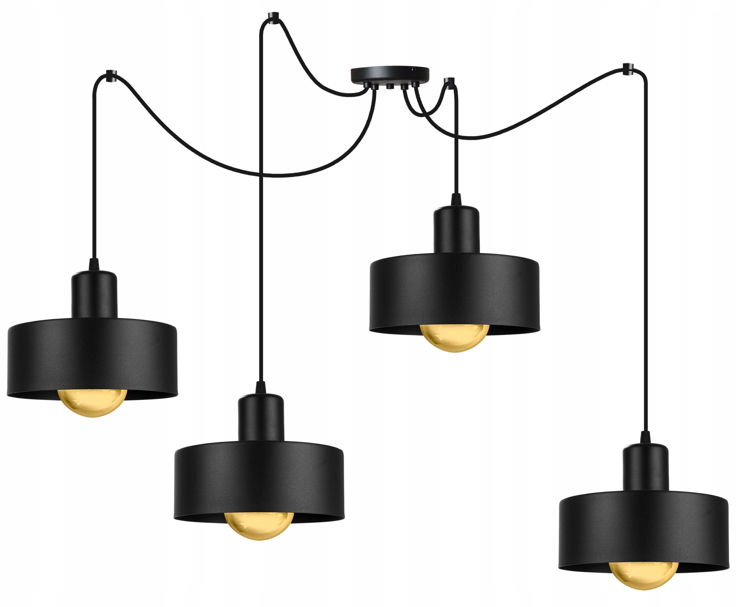 Lampa sufitowa wisząca Light Home LH Spider Barcelona 4x E27 abażur cylindryczny czarny nowoczesna