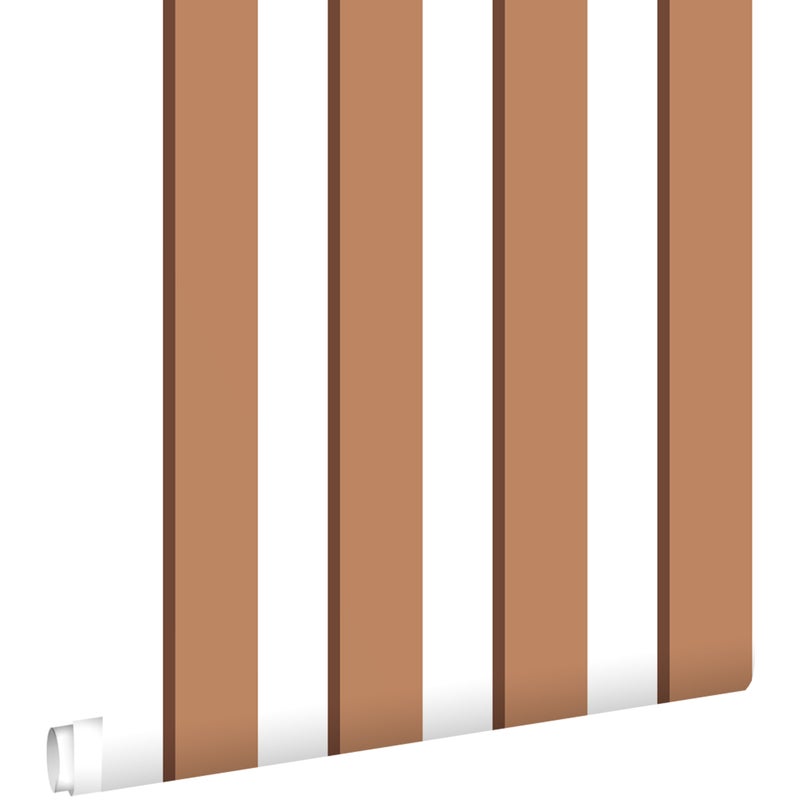 Tapeta paski terakota i biały - 50 x 900 cm - ESTAHOME