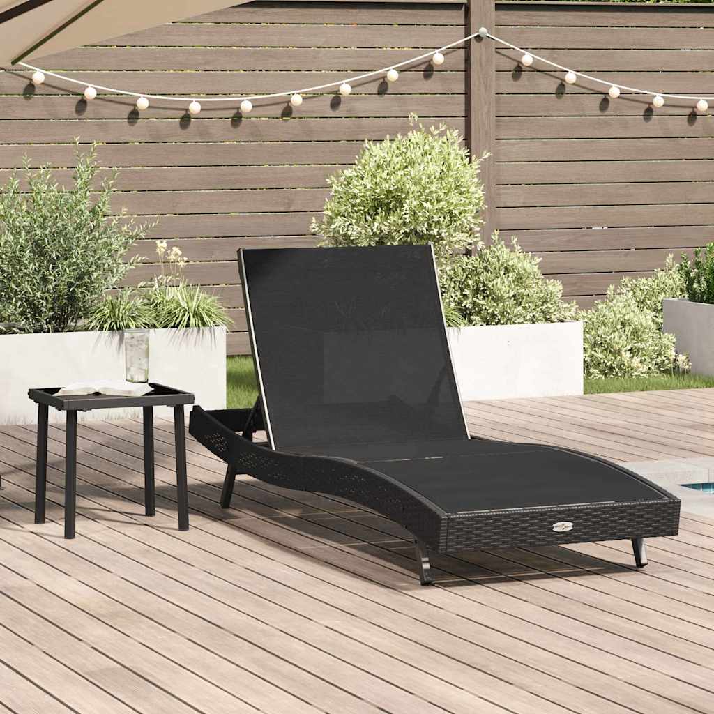 Leżak 2 pcs Czarny polirattan vidaXL