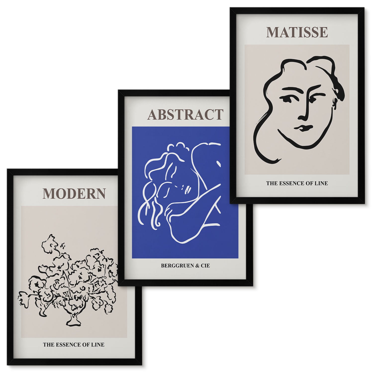 Zestaw obrazów w ramie - 3 części | Postery w stylu nowoczesnym i abstrakcyjnym Henri Matisse | Czarna ramka
