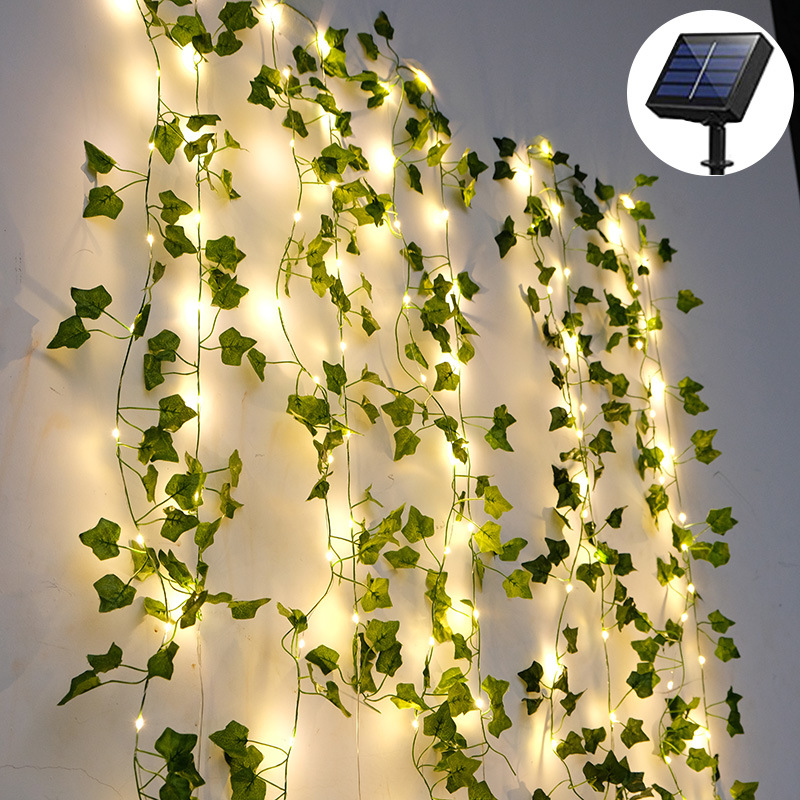 Zewnętrzna solarna girlanda świetlna, solarna girlanda świetlna ze sztucznego bluszczu 5M 50 LED