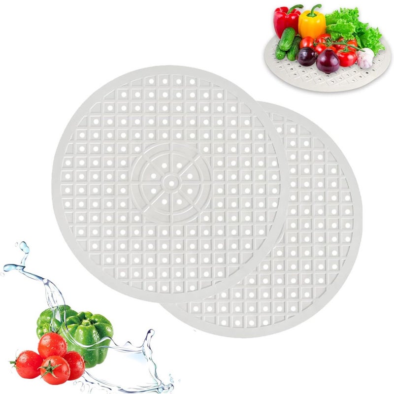 Zestaw 2 białych okrągłych podkładek pod zlew 30 cm - Akcesoria kuchenne - Ochrona zlewu - Podkładki pod szklanki - Gumowe dywaniki