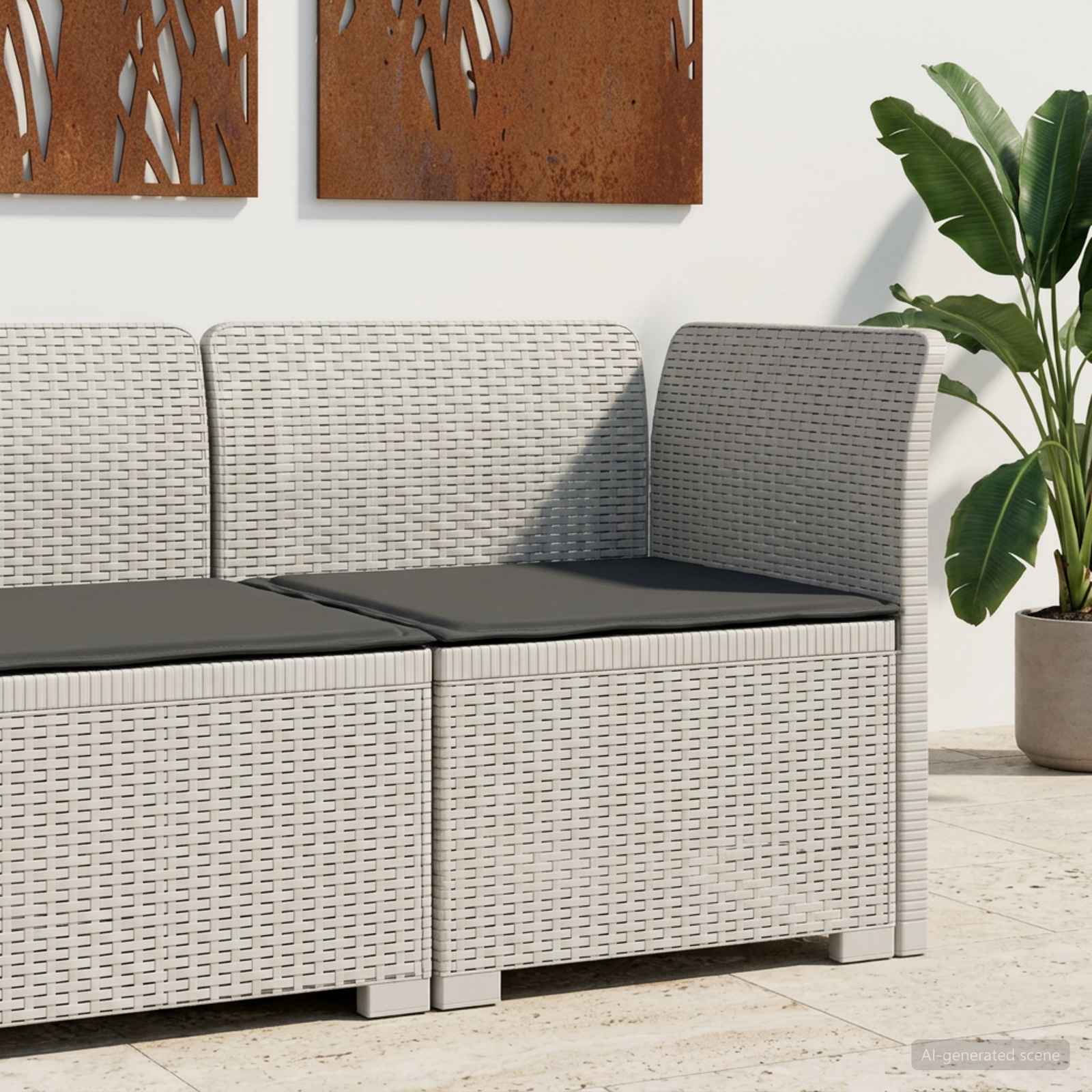 Sofa Ogrodowa 1-osobowa z Poduszką w Wyglądzie Rattanowym PP vidaXL