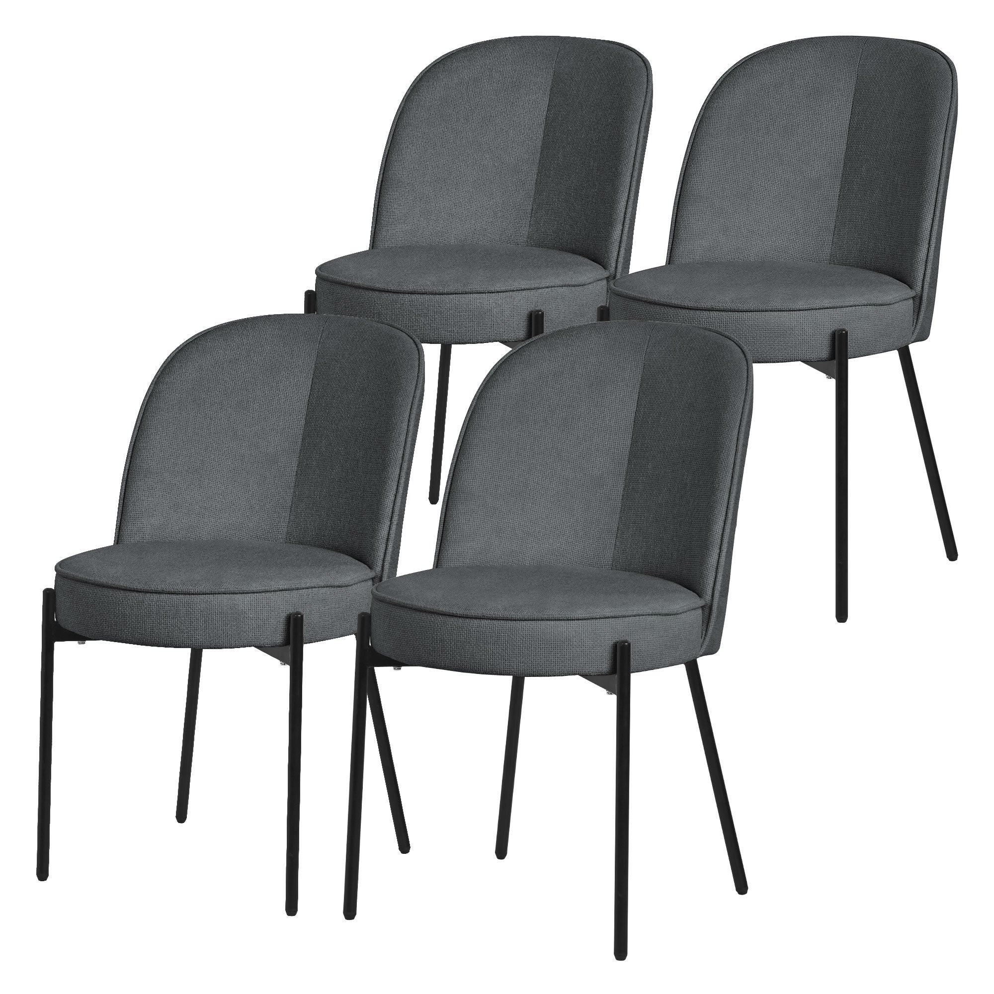 ML-Design krzesła okrągłe do jadalni zestaw 4 antracyt tapicerowane fotele krzesła kuchenne ergonomiczne wygodne metalowe nogi styl nowoczesny