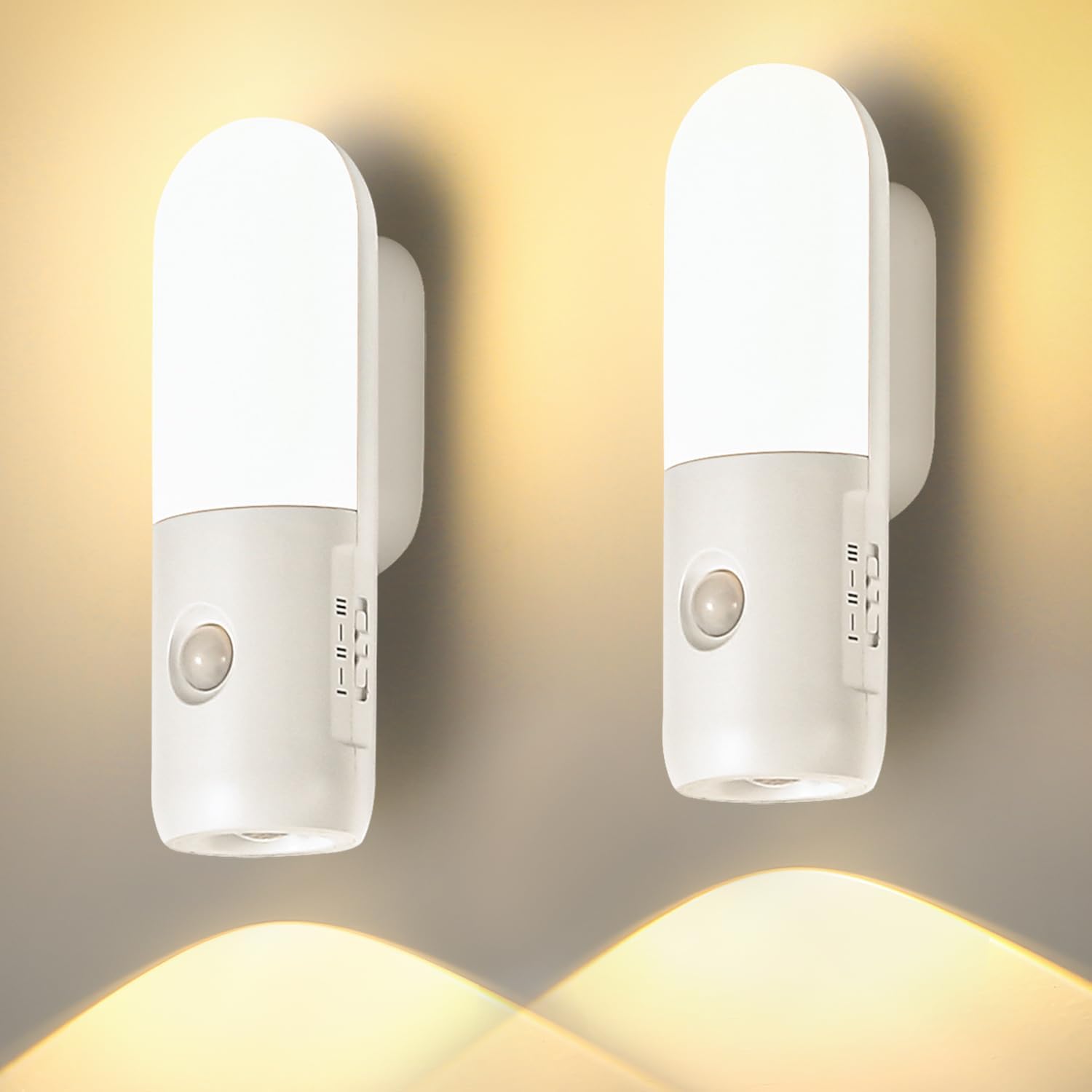Lampka nocna LED z akumulatorem 1200mAh, czujnikiem ruchu, do wnętrz, 3000K 4000K 6000K, z regulacją jasności, automatyczne wykrywanie, do korytarza