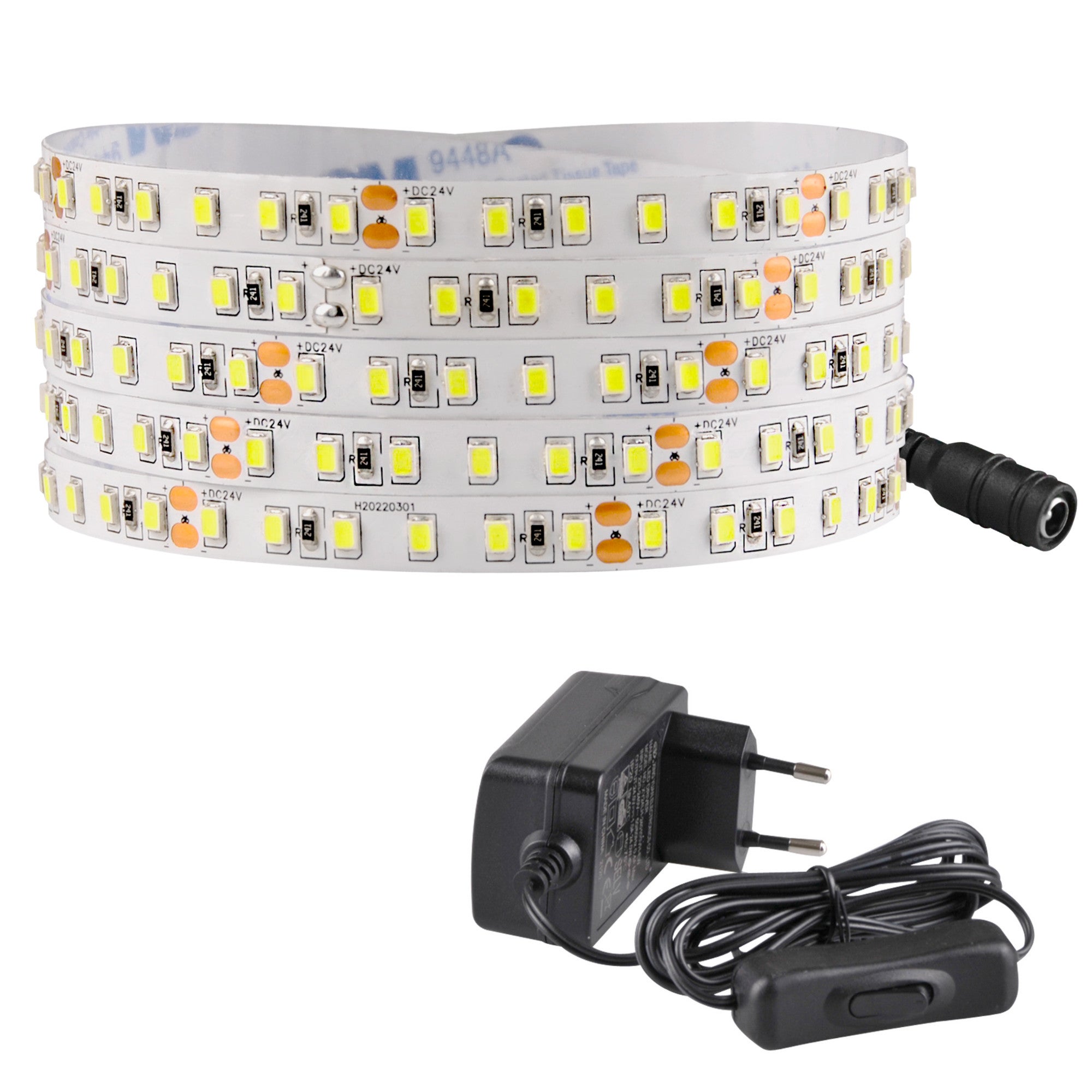 Zestaw taśma LED 24V 5m IP20 6500K zasilacz, włącznik ON/OFF 319234 Polux