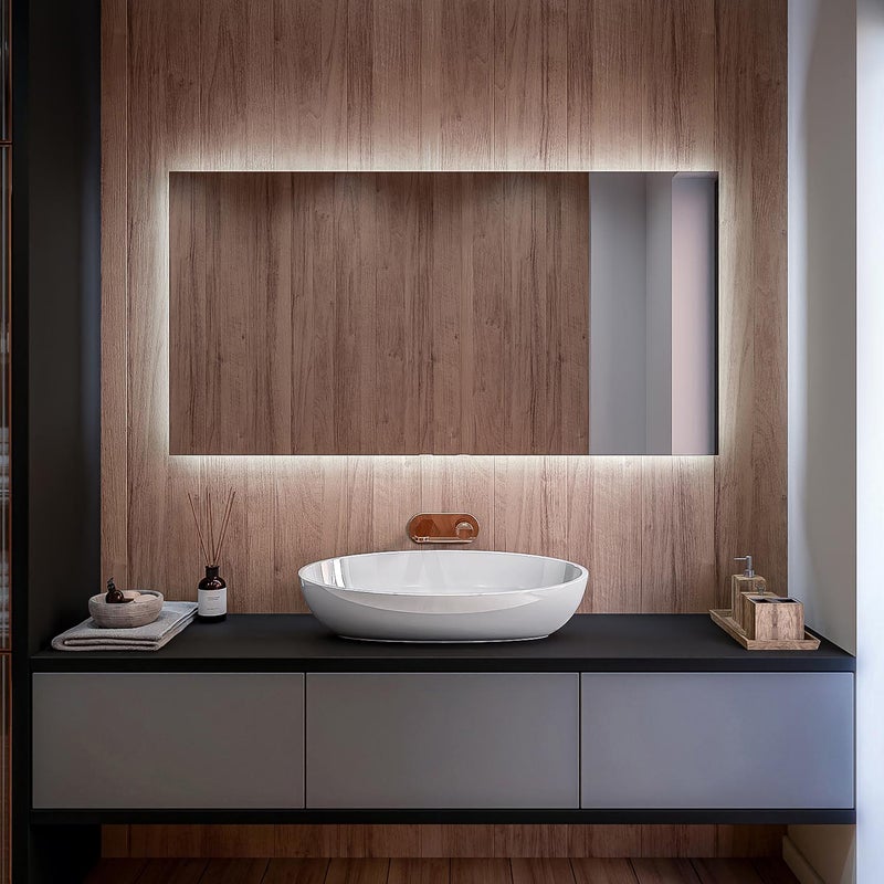 Lustro z oświetleniem łazienkowym LED (130x50cm) Jasne lustro LED z oświetleniem (TAN100) Chłodna biel 7000K