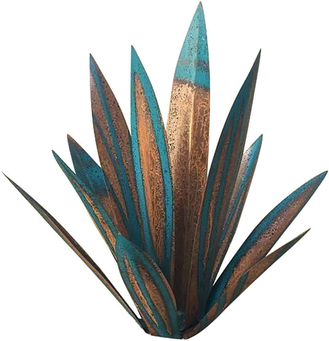 Rustykalna niebieska agawa, 35 cm – figura w stylu art déco, figura ogrodowa, ozdoba trawnika, palik ogrodowy, na patio