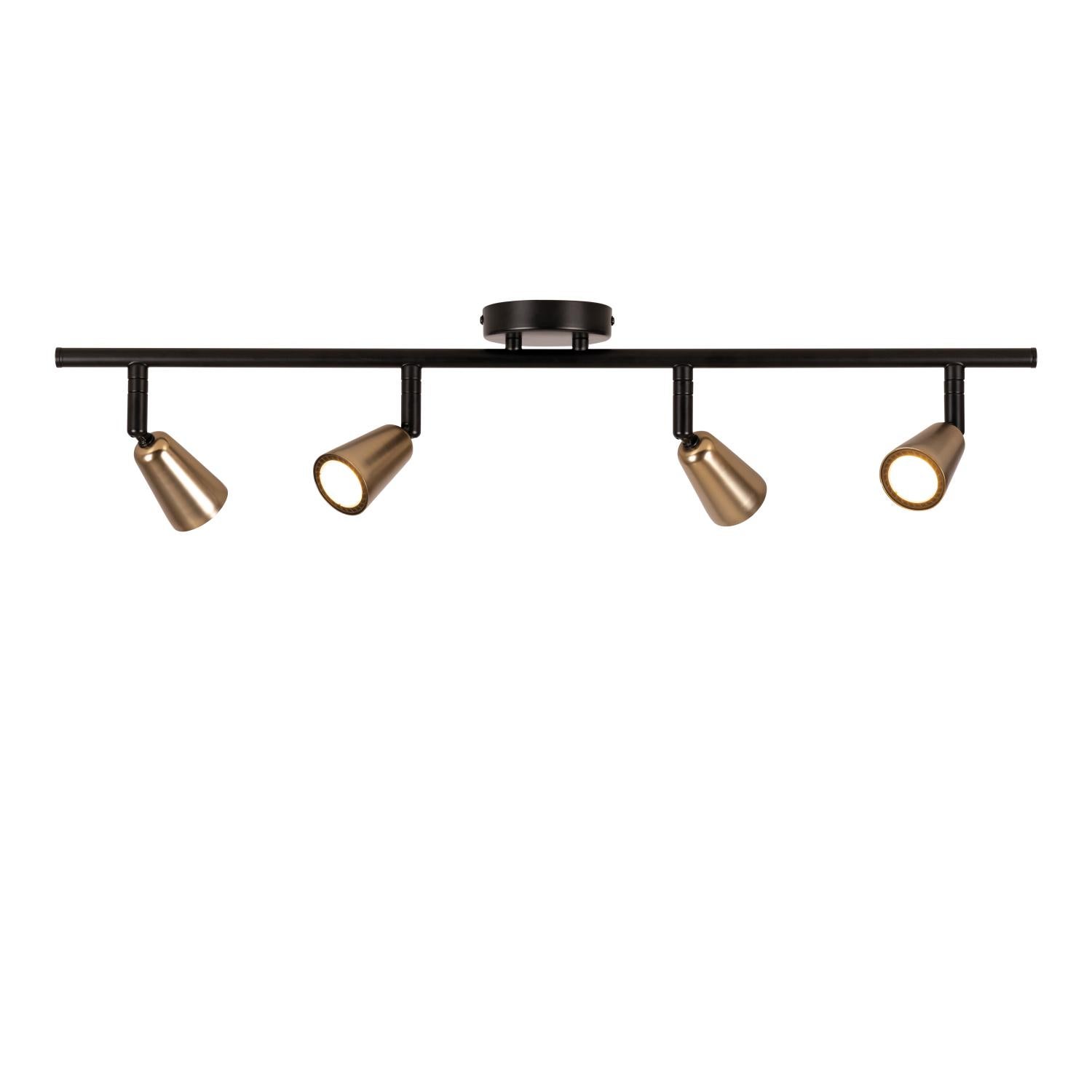 Reflektor listwa stożkowe klosze TIANA złoto-czarny 4xGU10x25W metal wym:14x76x17,5cm IP20 Lucide