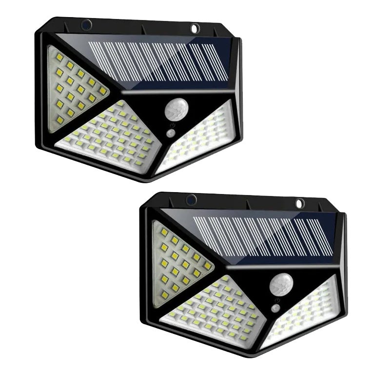 2 szt. 100 LED solarnych lamp ściennych, lampa z czujnikiem ruchu, wodoodporna zewnętrzna lampa uliczna zasilana energią słoneczną do dekoracji ogrodu