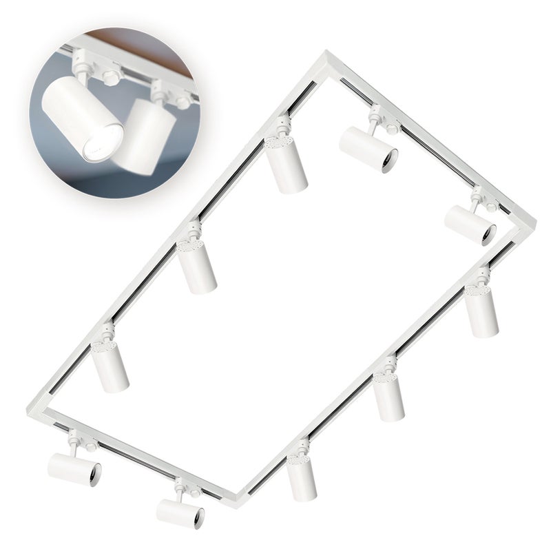 Oświetlenie szynowe 3-fazowe szyna 2x2m+2x1m, 4x łącznik L, 10x Lampa biały 1kpl.