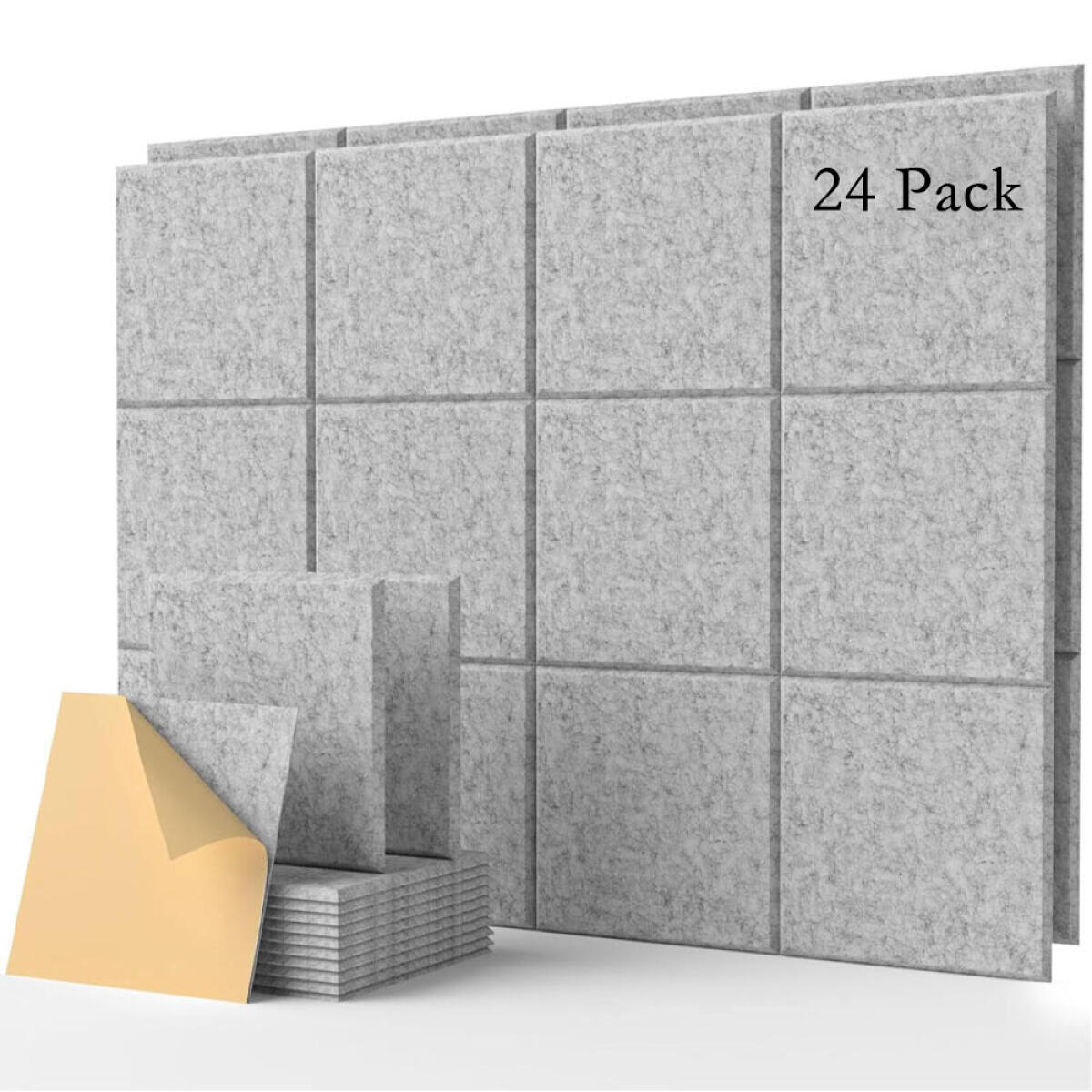 Opakowanie 24 samoprzylepnych paneli ściennych z filcu, 30*30cm, grubości 9mm, wysokiej gęstości, dźwiękoszczelnych i izolacyjnych, w kolorze szarym