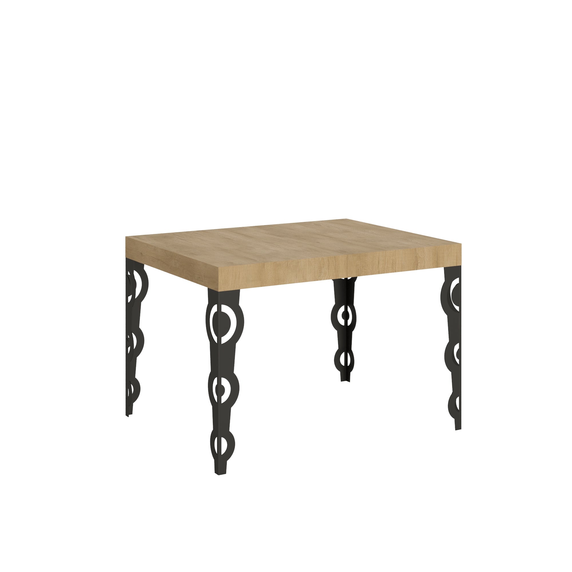 Mesa Karamay 80x120/204 cm, efecto natural, roble resistente a las manchas, color antracita.