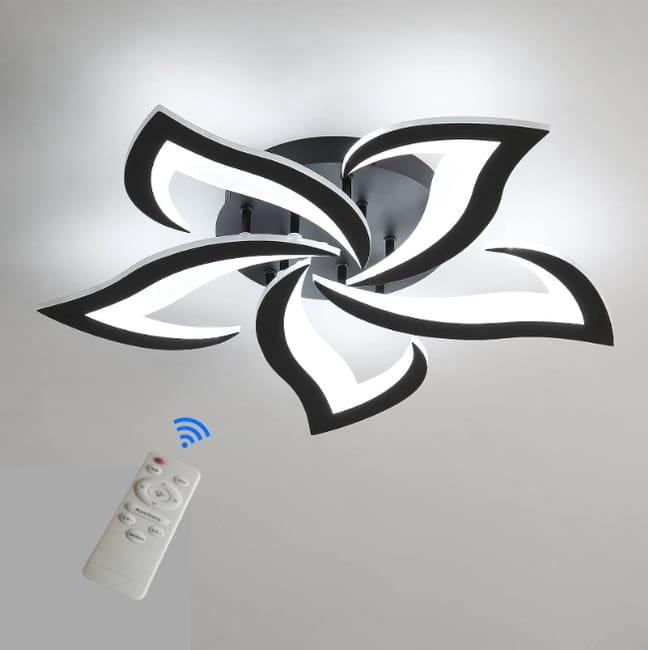 Ściemnialna lampa sufitowa LED, 45 W, 3000 K-6500 K, z pilotem, kreatywny wzór płatków, nowoczesna lampa sufitowa, 60 cm