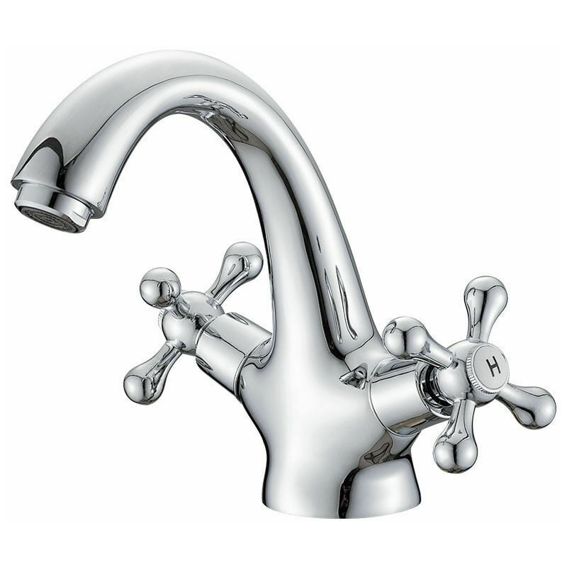 Robinet lavabo retro - Mixer w stylu vintage do łazienki, wykończenie w kolorze chromu.