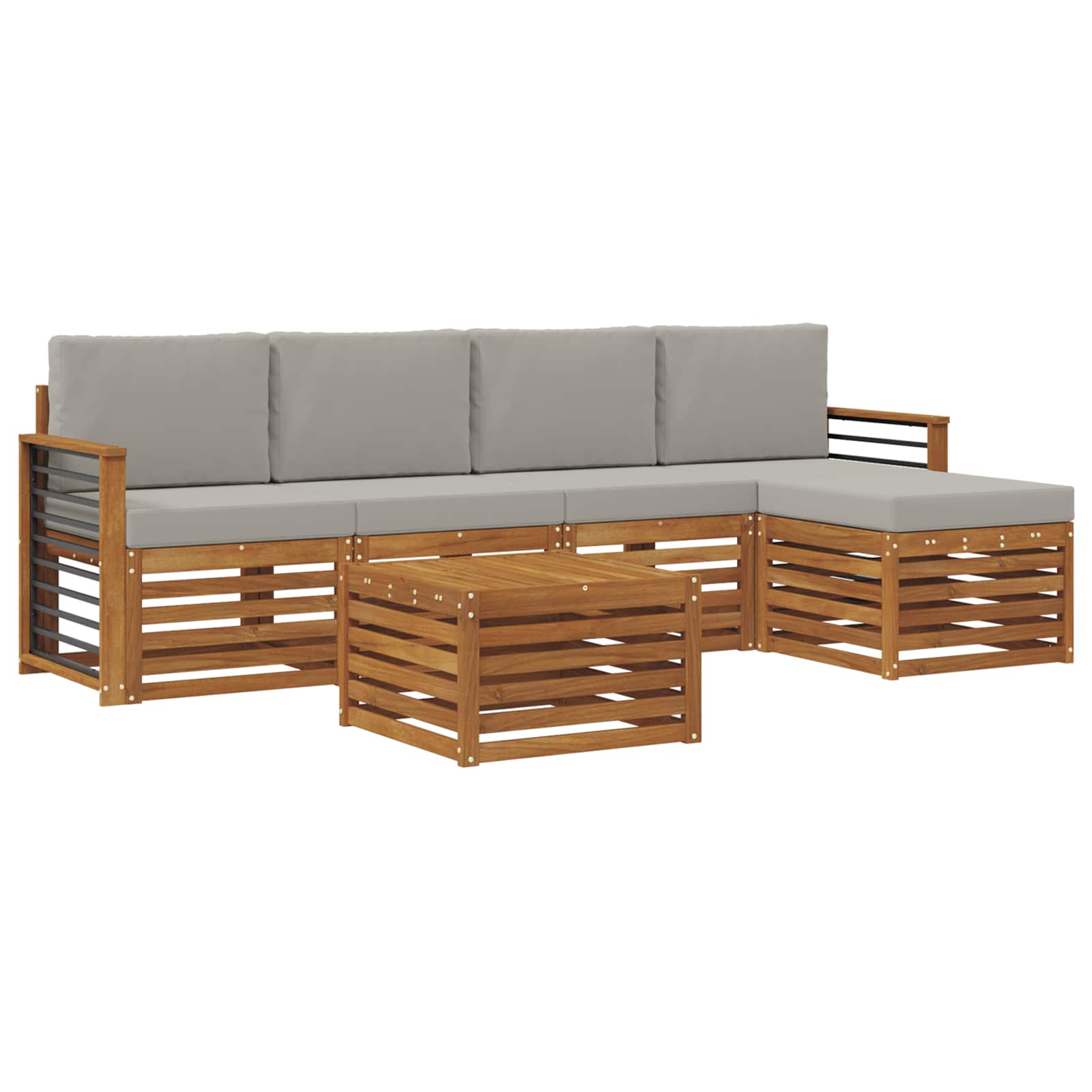 Zestaw sof na zewnątrz z poduszką 6 pcs Naturalny i Jasny Szary