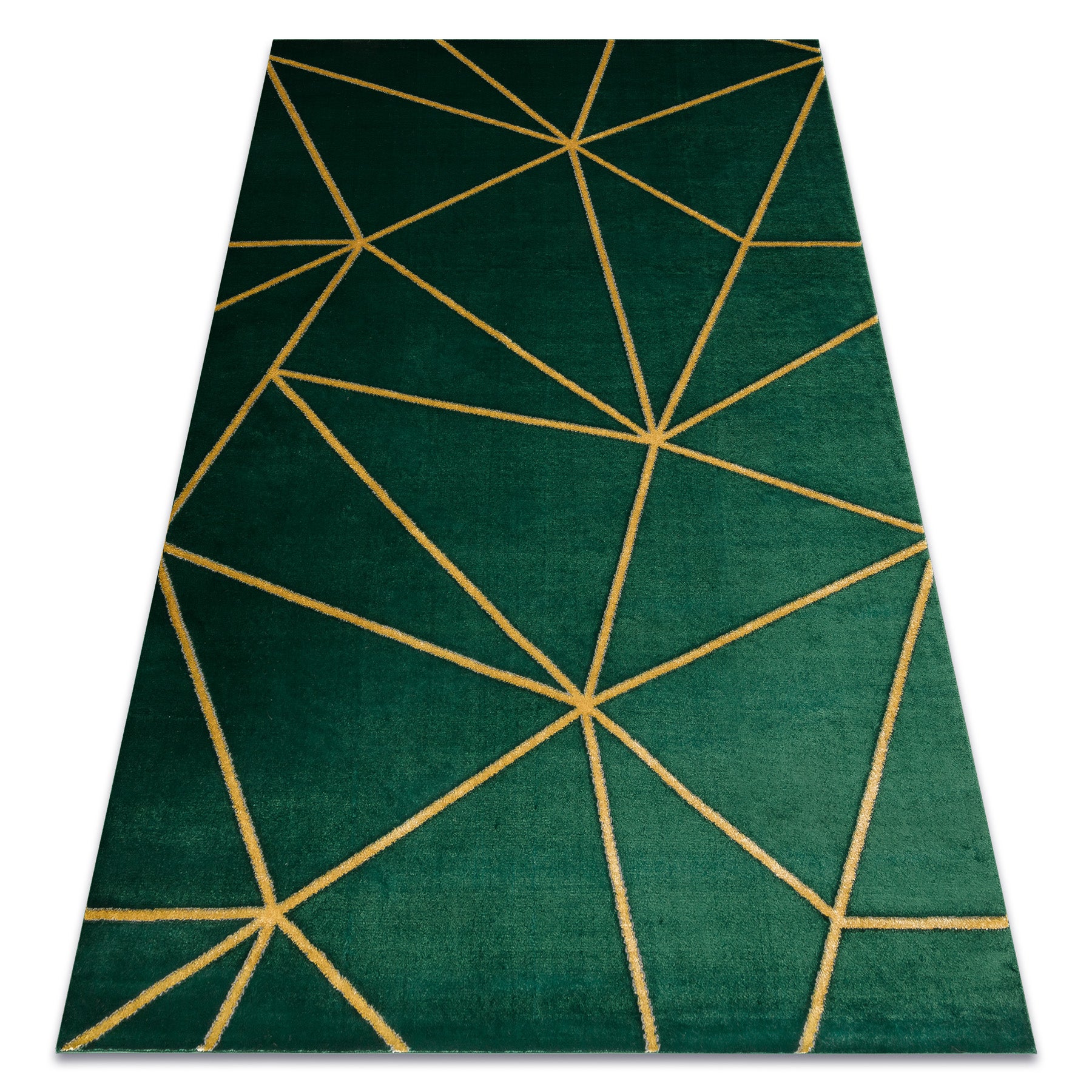 Dywan EMERALD ekskluzywny 1013 glamour, stylowy geometryczny butelkowa zieleń / złoty 80x150 cm